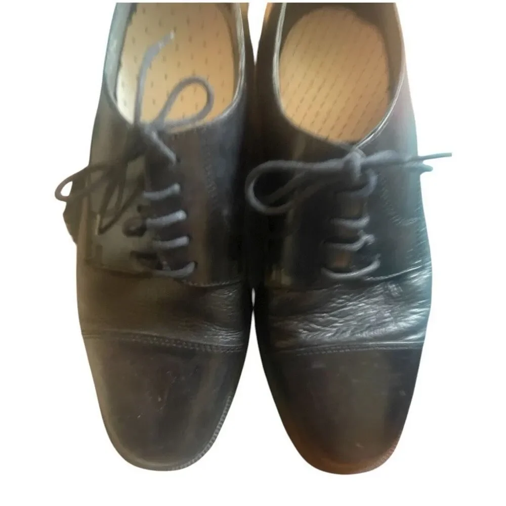 Men's Florsheim Black Cap Toe Leather Oxford Shoes Size 8.5